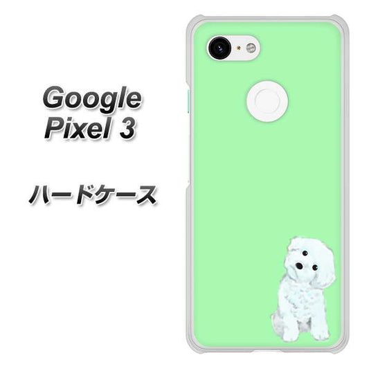 Google Pixel 3 高画質仕上げ 背面印刷 ハードケース【YJ071 トイプードルホワイト（グリーン）】