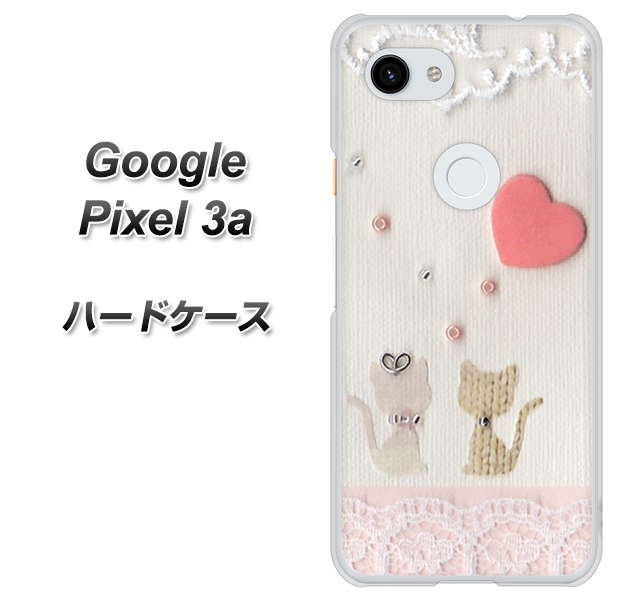 Google Pixel 3a 高画質仕上げ 背面印刷 ハードケース【1104 クラフト写真ネコ(ハートM)】