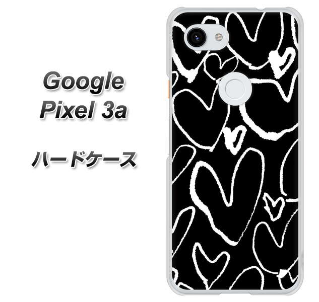 Google Pixel 3a 高画質仕上げ 背面印刷 ハードケース【1124 ハート BK&WH】