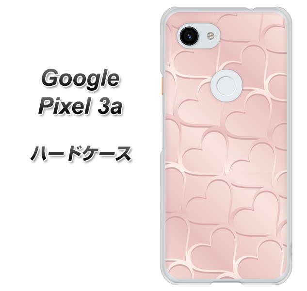 Google Pixel 3a 高画質仕上げ 背面印刷 ハードケース【1340 かくれハート(ローズピンク)】