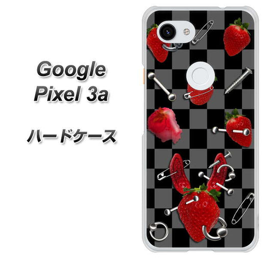 Google Pixel 3a 高画質仕上げ 背面印刷 ハードケース【AG833 苺パンク（黒）】
