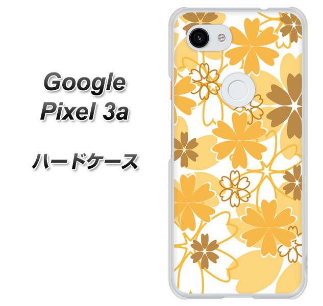Google Pixel 3a 高画質仕上げ 背面印刷 ハードケース【VA959 重なり合う花 オレンジ】