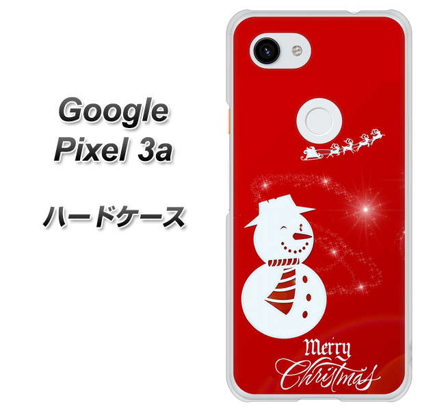 Google Pixel 3a 高画質仕上げ 背面印刷 ハードケース【XA802 ウインク雪だるま】