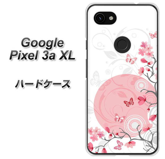 Google Pixel 3a XL 高画質仕上げ 背面印刷 ハードケース【030 花と蝶（うす桃色）】