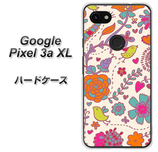 Google Pixel 3a XL 高画質仕上げ 背面印刷 ハードケース【323 小鳥と花】