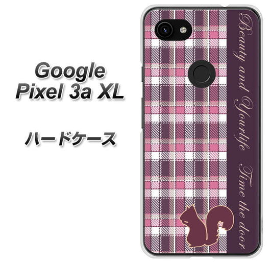 Google Pixel 3a XL 高画質仕上げ 背面印刷 ハードケース【519 チェック柄にリス】