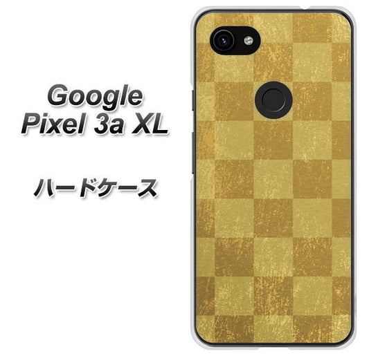 Google Pixel 3a XL 高画質仕上げ 背面印刷 ハードケース【619 市松模様－金（骨董風に傷んだイメージ）】