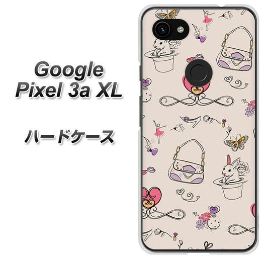 Google Pixel 3a XL 高画質仕上げ 背面印刷 ハードケース【705 うさぎとバッグ】