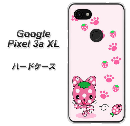 Google Pixel 3a XL 高画質仕上げ 背面印刷 ハードケース【AG819 イチゴ猫のにゃんベリー（ピンク）】
