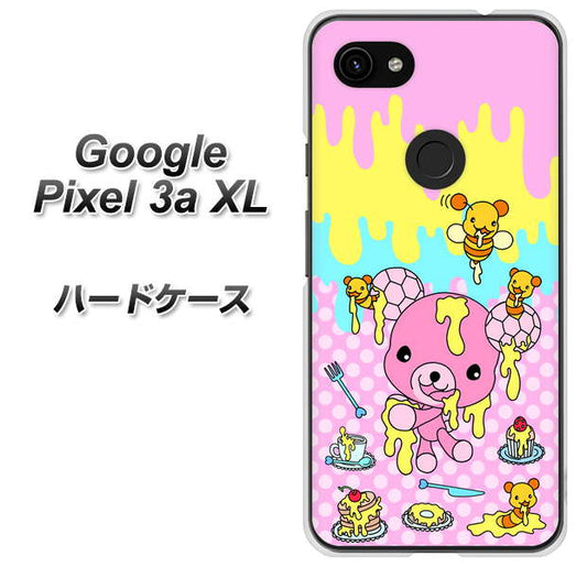 Google Pixel 3a XL 高画質仕上げ 背面印刷 ハードケース【AG822 ハニベア（水玉ピンク）】
