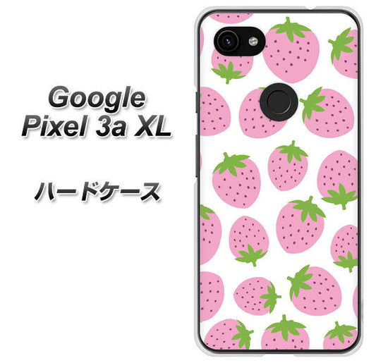 Google Pixel 3a XL 高画質仕上げ 背面印刷 ハードケース【SC809 小さいイチゴ模様 ピンク】