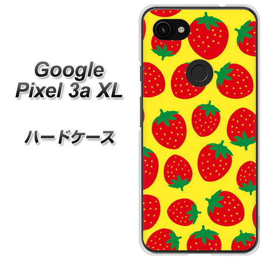 Google Pixel 3a XL 高画質仕上げ 背面印刷 ハードケース【SC812 小さいイチゴ模様 レッドとイエロー】