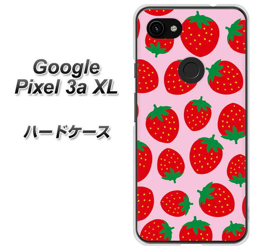 Google Pixel 3a XL 高画質仕上げ 背面印刷 ハードケース【SC813 小さいイチゴ模様 レッドとピンク】