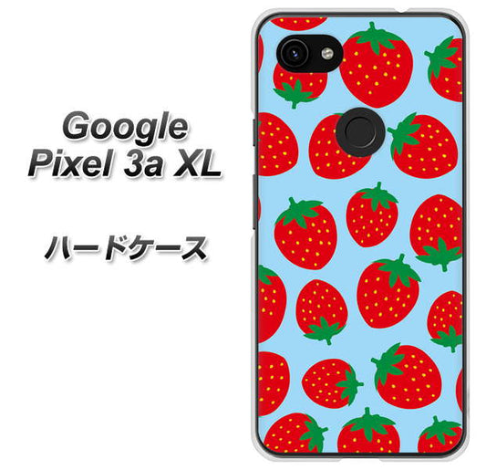 Google Pixel 3a XL 高画質仕上げ 背面印刷 ハードケース【SC814 小さいイチゴ模様 レッドとブルー】