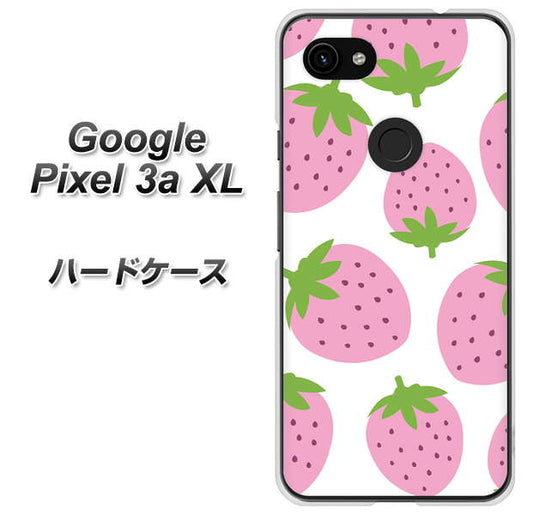 Google Pixel 3a XL 高画質仕上げ 背面印刷 ハードケース【SC816 大きいイチゴ模様 ピンク】