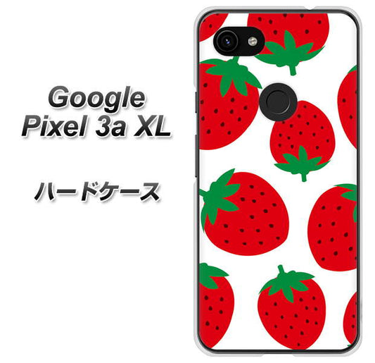 Google Pixel 3a XL 高画質仕上げ 背面印刷 ハードケース【SC818 大きいイチゴ模様レッド】
