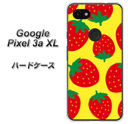 Google Pixel 3a XL 高画質仕上げ 背面印刷 ハードケース【SC819 大きいイチゴ模様レッドとイエロー】