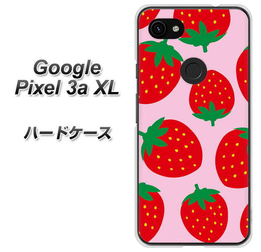 Google Pixel 3a XL 高画質仕上げ 背面印刷 ハードケース【SC820 大きいイチゴ模様レッドとピンク】