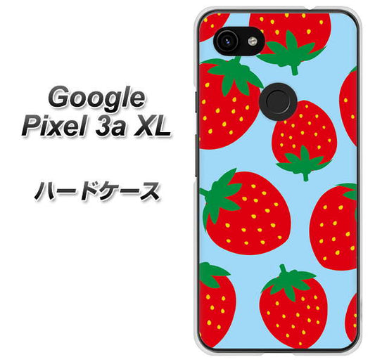 Google Pixel 3a XL 高画質仕上げ 背面印刷 ハードケース【SC821 大きいイチゴ模様レッドとブルー】