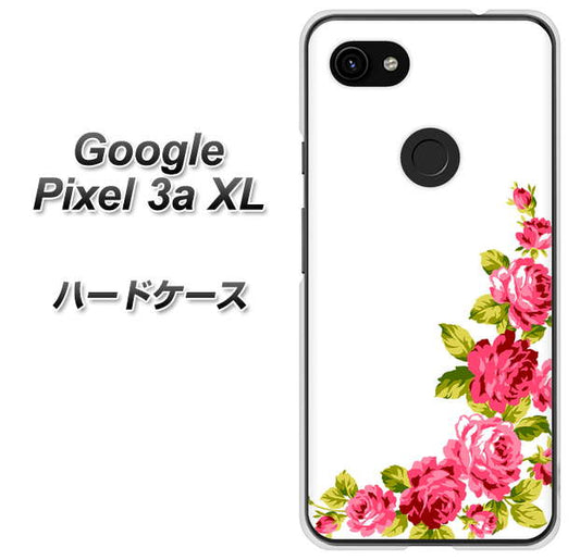 Google Pixel 3a XL 高画質仕上げ 背面印刷 ハードケース【VA825 バラのフレーム(白)】