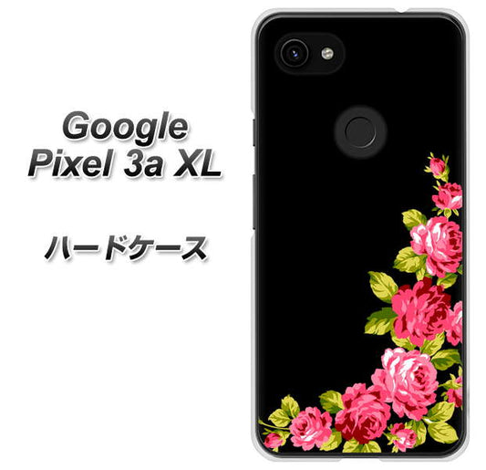 Google Pixel 3a XL 高画質仕上げ 背面印刷 ハードケース【VA826 バラのフレーム(黒)】
