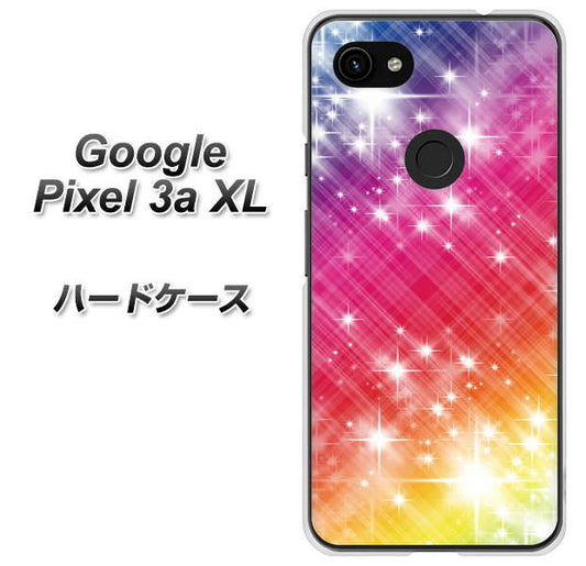 Google Pixel 3a XL 高画質仕上げ 背面印刷 ハードケース【VA872 レインボーフレーム】