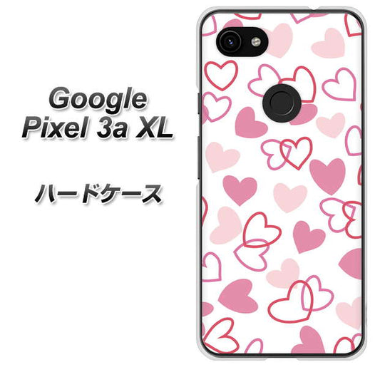 Google Pixel 3a XL 高画質仕上げ 背面印刷 ハードケース【VA929 ハートがいっぱい ピンク】
