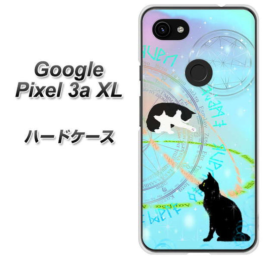 Google Pixel 3a XL 高画質仕上げ 背面印刷 ハードケース【YJ329 魔法陣猫　キラキラ　パステル】