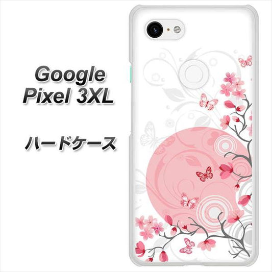 Google Pixel 3XL 高画質仕上げ 背面印刷 ハードケース【030 花と蝶（うす桃色）】