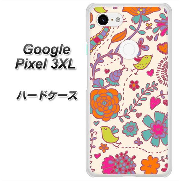 Google Pixel 3XL 高画質仕上げ 背面印刷 ハードケース【323 小鳥と花】