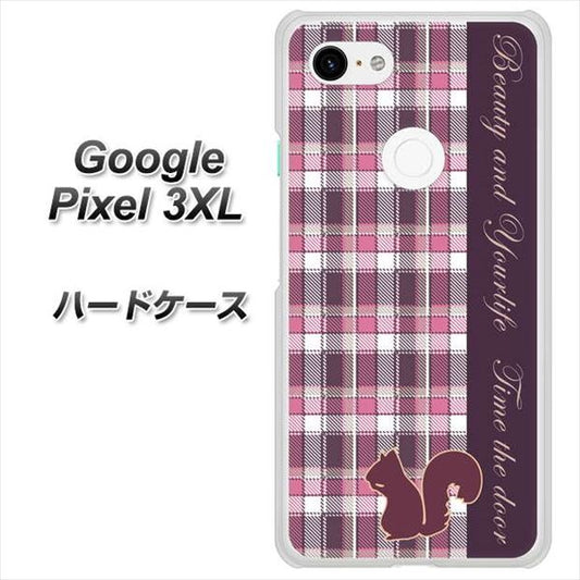 Google Pixel 3XL 高画質仕上げ 背面印刷 ハードケース【519 チェック柄にリス】