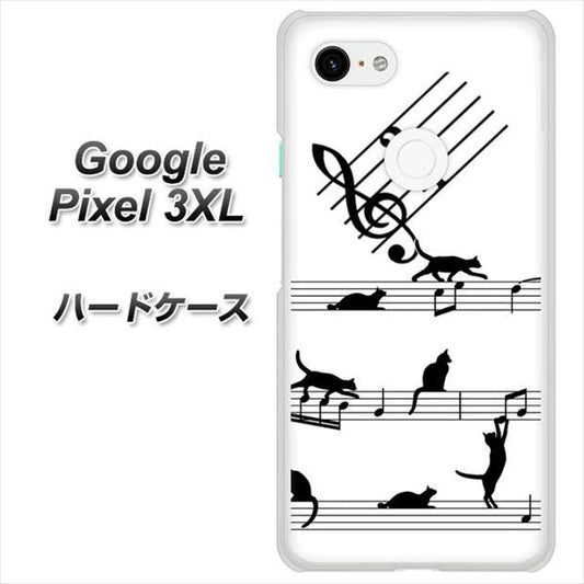 Google Pixel 3XL 高画質仕上げ 背面印刷 ハードケース【1112 音符とじゃれるネコ2】