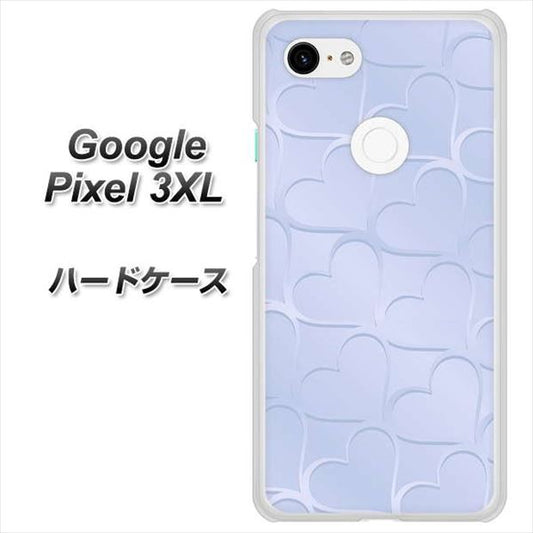 Google Pixel 3XL 高画質仕上げ 背面印刷 ハードケース【1341 かくれハート（ライトブルー）】