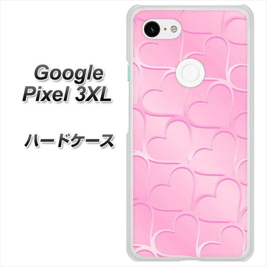 Google Pixel 3XL 高画質仕上げ 背面印刷 ハードケース【1342 かくれハート（ピンク）】