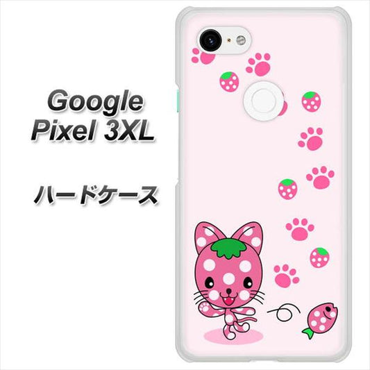 Google Pixel 3XL 高画質仕上げ 背面印刷 ハードケース【AG819 イチゴ猫のにゃんベリー（ピンク）】
