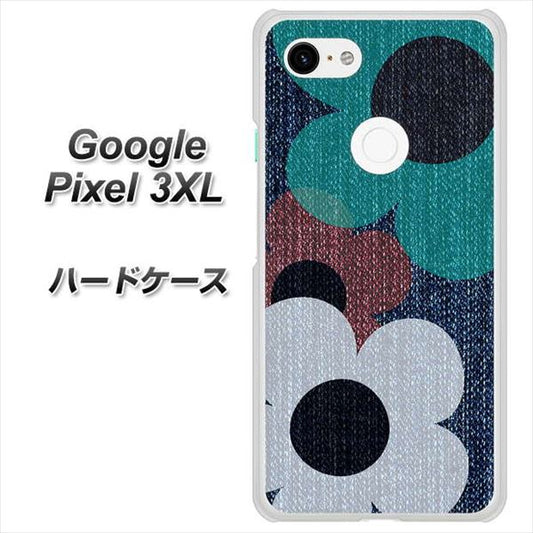 Google Pixel 3XL 高画質仕上げ 背面印刷 ハードケース【EK869 ルーズフラワーinデニム風】