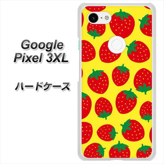 Google Pixel 3XL 高画質仕上げ 背面印刷 ハードケース【SC812 小さいイチゴ模様 レッドとイエロー】