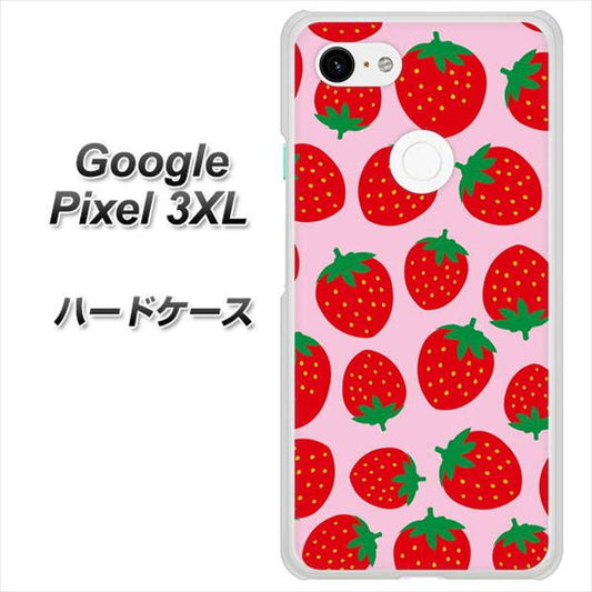 Google Pixel 3XL 高画質仕上げ 背面印刷 ハードケース【SC813 小さいイチゴ模様 レッドとピンク】