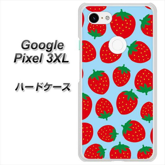 Google Pixel 3XL 高画質仕上げ 背面印刷 ハードケース【SC814 小さいイチゴ模様 レッドとブルー】