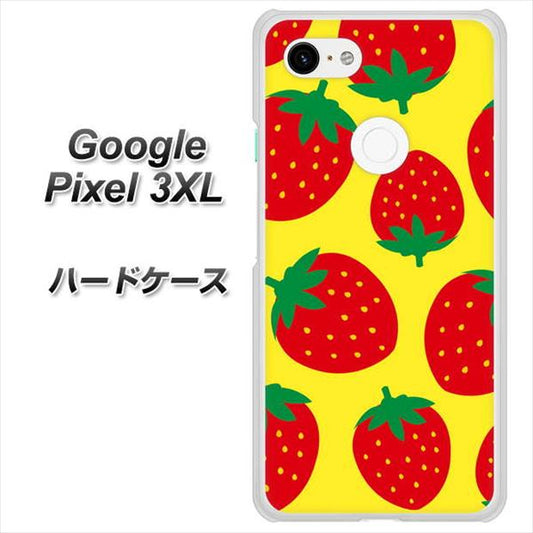 Google Pixel 3XL 高画質仕上げ 背面印刷 ハードケース【SC819 大きいイチゴ模様レッドとイエロー】