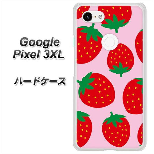 Google Pixel 3XL 高画質仕上げ 背面印刷 ハードケース【SC820 大きいイチゴ模様レッドとピンク】