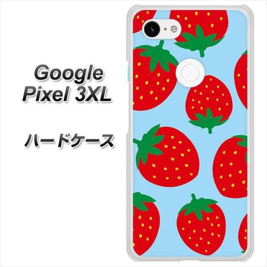 Google Pixel 3XL 高画質仕上げ 背面印刷 ハードケース【SC821 大きいイチゴ模様レッドとブルー】