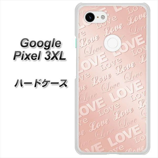 Google Pixel 3XL 高画質仕上げ 背面印刷 ハードケース【SC841 エンボス風LOVEリンク（ローズピンク）】
