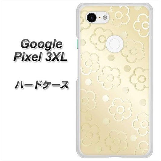 Google Pixel 3XL 高画質仕上げ 背面印刷 ハードケース【SC842 エンボス風デイジーシンプル（ベージュ）】