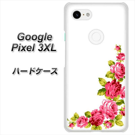 Google Pixel 3XL 高画質仕上げ 背面印刷 ハードケース【VA825 バラのフレーム(白)】