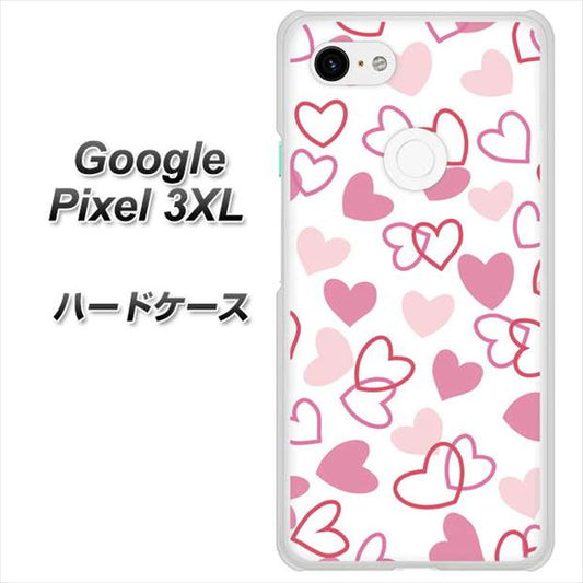 Google Pixel 3XL 高画質仕上げ 背面印刷 ハードケース【VA929 ハートがいっぱい ピンク】