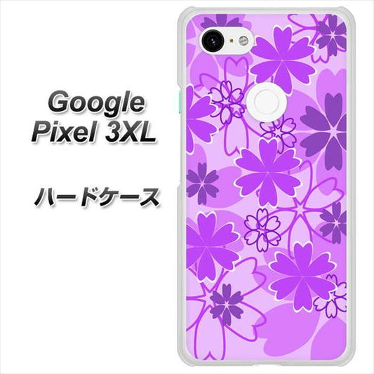 Google Pixel 3XL 高画質仕上げ 背面印刷 ハードケース【VA960 重なり合う花　パープル】