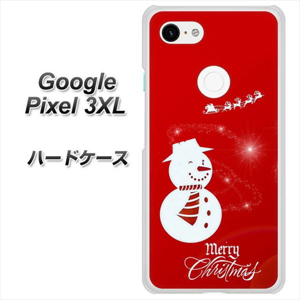 Google Pixel 3XL 高画質仕上げ 背面印刷 ハードケース【XA802 ウインク雪だるま】
