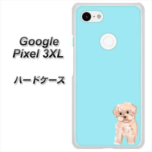 Google Pixel 3XL 高画質仕上げ 背面印刷 ハードケース【YJ062 トイプードルアプリコット（ブルー）】