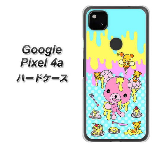Google Pixel 4a 高画質仕上げ 背面印刷 ハードケース【AG821 ハニベア（水玉水色）】